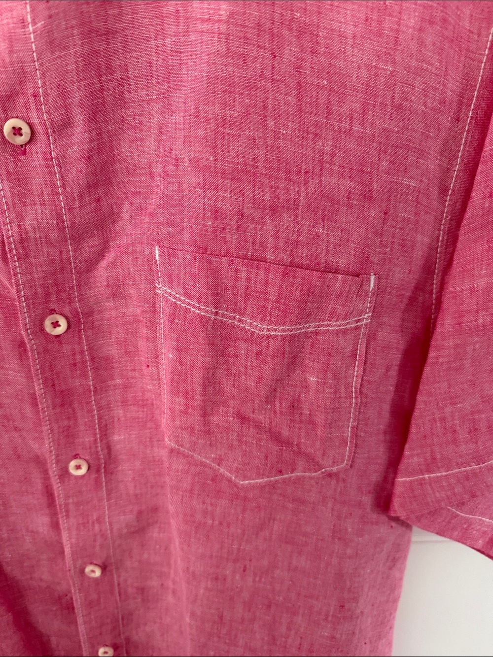 Tommy Bahama Pink Short-Sleeve Linen Blend Button-Up Shirt - Picture 4 of 6